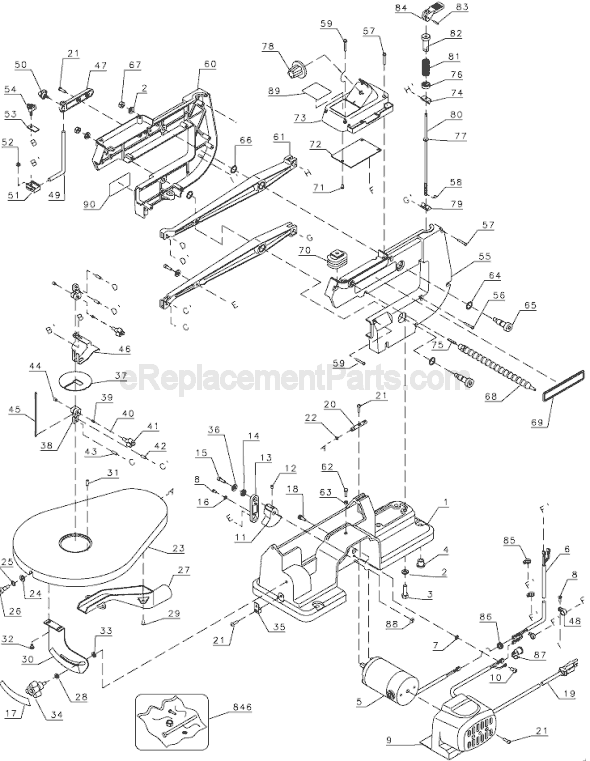 Page A Diagram and Parts List for BT4000 Type 1 Black and Decker Scroll Saw